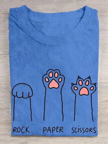 Casual Short Sleeve Crew Neck Cat Loose Regular T-Shirt