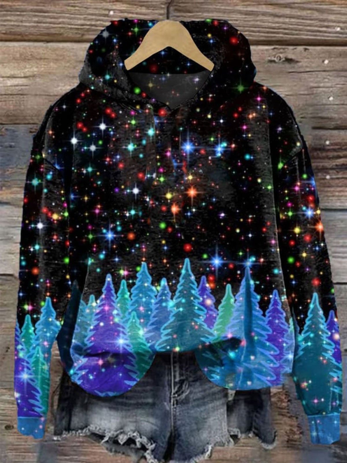 Casual Long Sleeve Hoodie Christmas Loose Regular Sweatshirt
