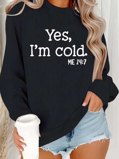 Casual Long Sleeve Crew Neck Text Letters Loose Regular Sweatshirt