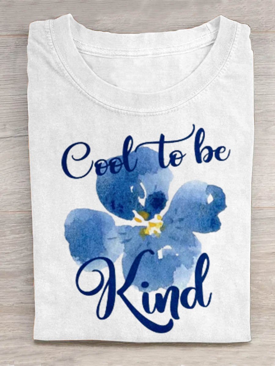 Loose Short Sleeve Crew Neck Floral Casual Regular T-Shirt