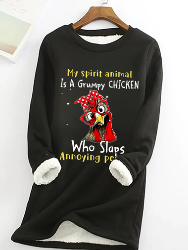 Casual Long Sleeve Crew Neck Text Letters Loose Mid-Long Sweatshirt
