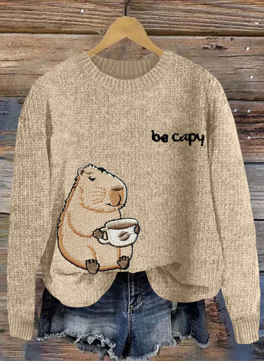 Casual Long Sleeve Hoodie Text Letters Regular Sweater