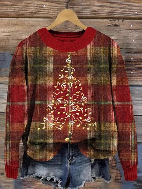 Loose Long Sleeve Crew Neck Ethnic Floral Casual Regular Sweatshirt