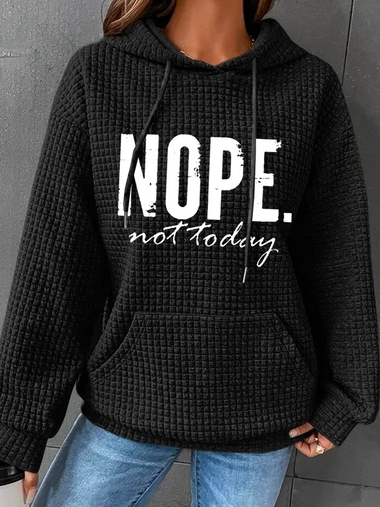 Loose Long Sleeve Hoodie Text Letters Simple Regular Hoodie