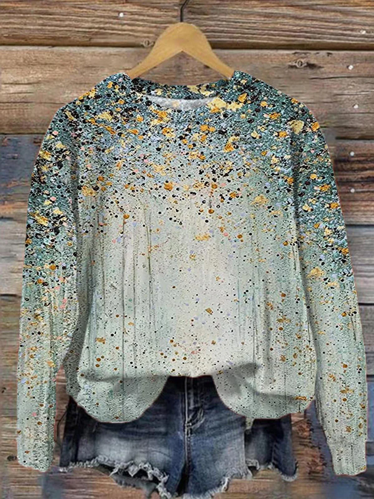 Casual Long Sleeve Crew Neck Floral Loose Regular Sweatshirt