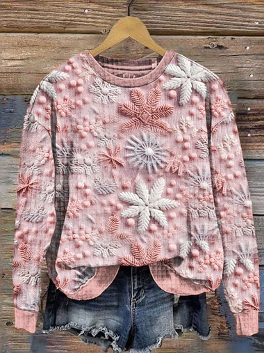Casual Long Sleeve Crew Neck Floral Loose Regular Sweatshirt