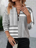 Loose Long Sleeve Crew Neck Abstract Stripes Casual Regular Sweatshirt