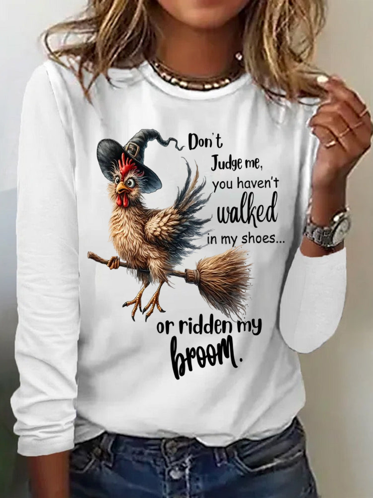 Casual Long Sleeve Crew Neck Animal Loose Regular T-Shirt