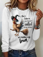 Casual Long Sleeve Crew Neck Animal Loose Regular T-Shirt