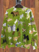 Casual Long Sleeve Crew Neck Dog Loose Regular Sweatshirt