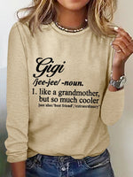 Simple Long Sleeve Crew Neck Text Letters Regular Blouse