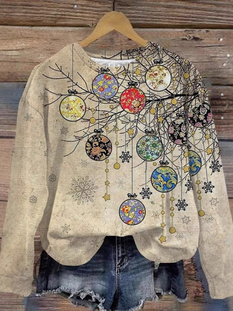 Casual Long Sleeve Crew Neck Floral Dragonfly Loose Regular Sweatshirt