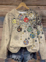 Casual Long Sleeve Crew Neck Floral Dragonfly Loose Regular Sweatshirt