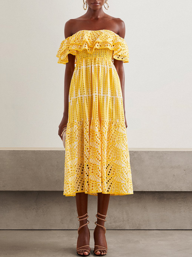 Elegant Short Sleeve Boat Neck Plain Maxi Dress