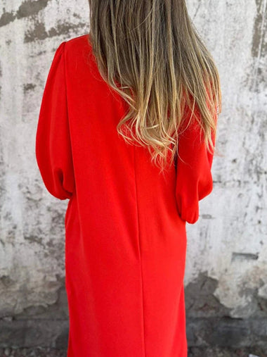 Casual Three Quarter Sleeve V Neck Plain Loose Maxi Dress