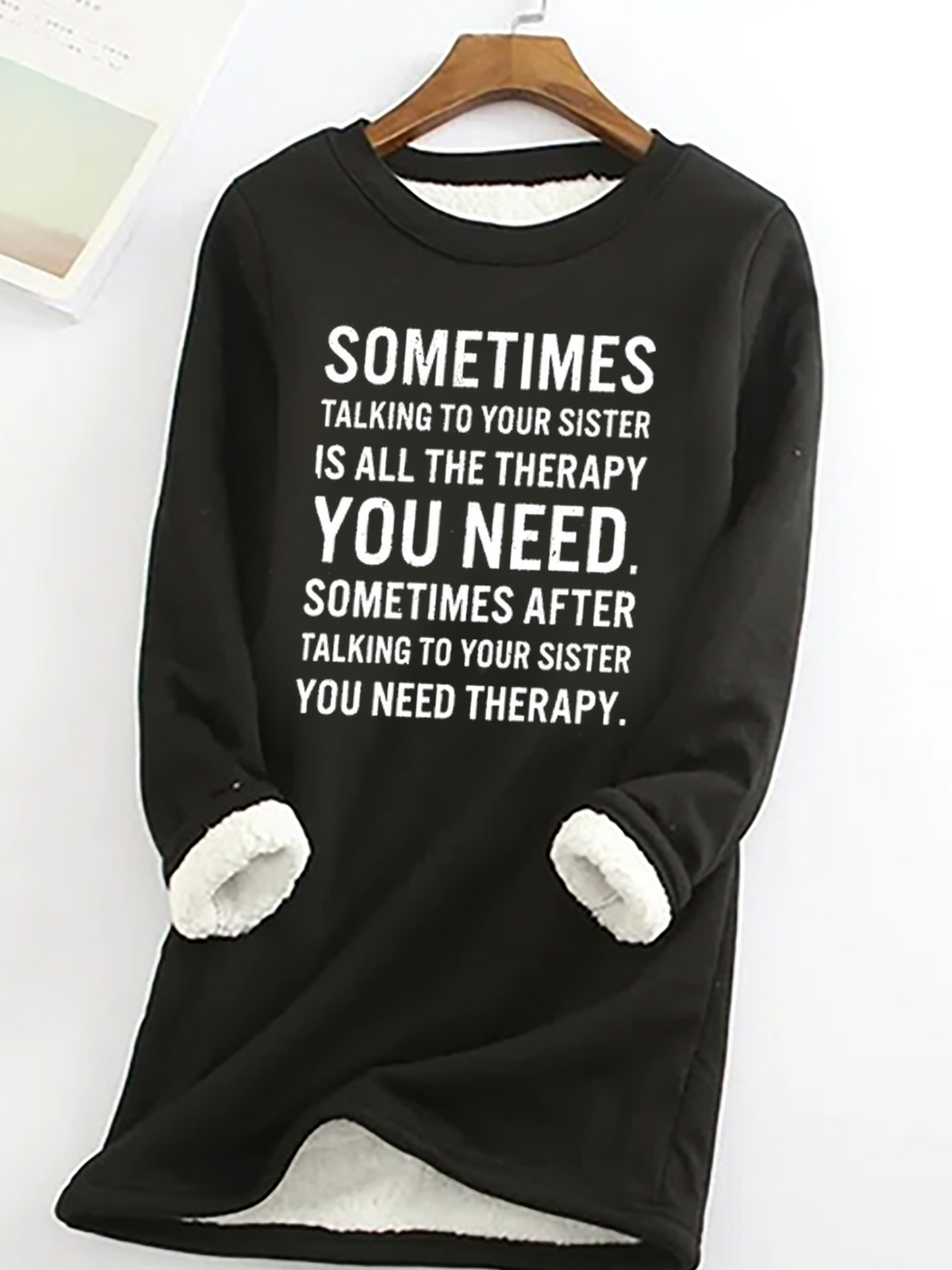 Long Sleeve Crew Neck Text Letters Casual Regular Sweatshirt