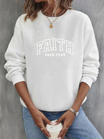 Loose Long Sleeve Crew Neck Text Letters Casual Regular Sweatshirt
