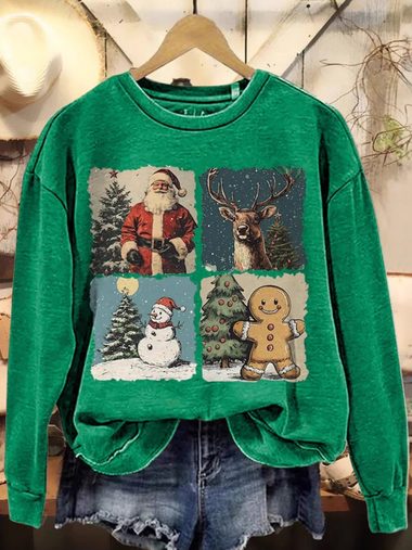 Casual Long Sleeve Crew Neck Christmas Loose Regular Sweatshirt