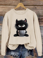 Loose Long Sleeve Crew Neck Animal Casual Regular Sweatshirt