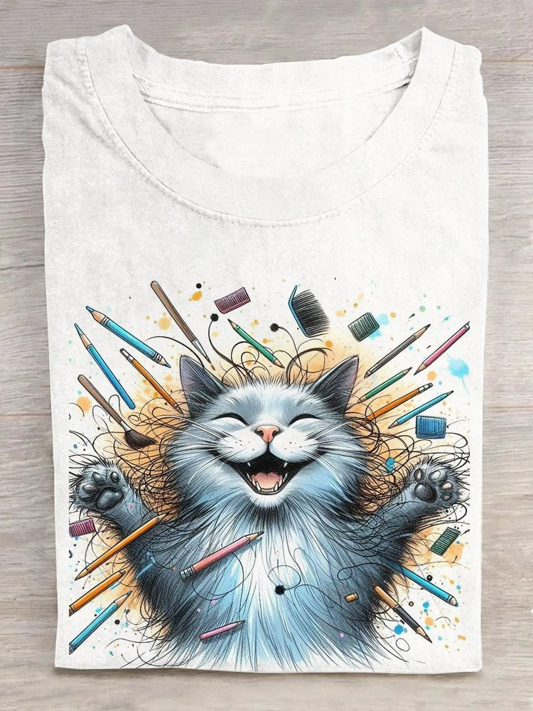 Loose Short Sleeve Crew Neck Animal Casual Regular T-Shirt