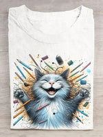 Loose Short Sleeve Crew Neck Animal Casual Regular T-Shirt