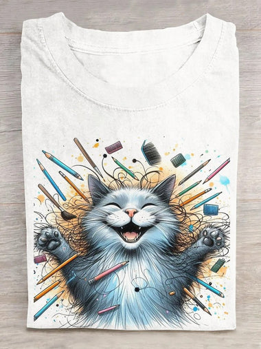 Loose Short Sleeve Crew Neck Animal Casual Regular T-Shirt