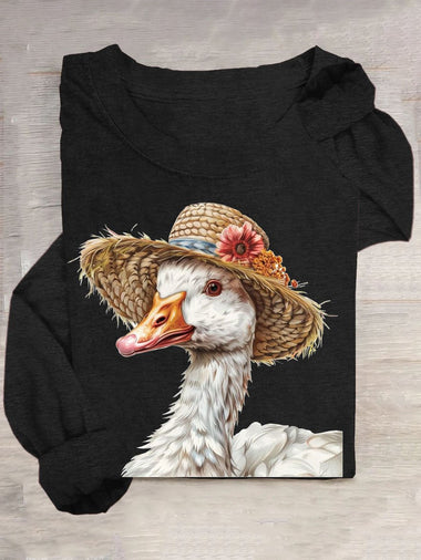 Casual Long Sleeve Crew Neck Animal Loose Regular T-Shirt