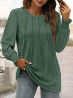 Loose Long Sleeve Crew Neck Plain Casual Regular T-Shirt
