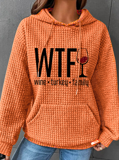 Casual Long Sleeve Hoodie Text Letters Loose Regular Hoodie