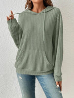 Casual Long Sleeve Hoodie Striped Zipper Loose Regular Sweatshirt