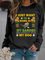 Casual Long Sleeve Crew Neck Letter Pattern Floral Loose Regular Sweatshirt