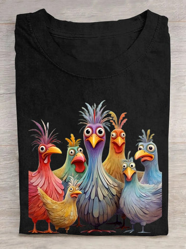 Loose Short Sleeve Crew Neck Animal Casual Regular T-Shirt
