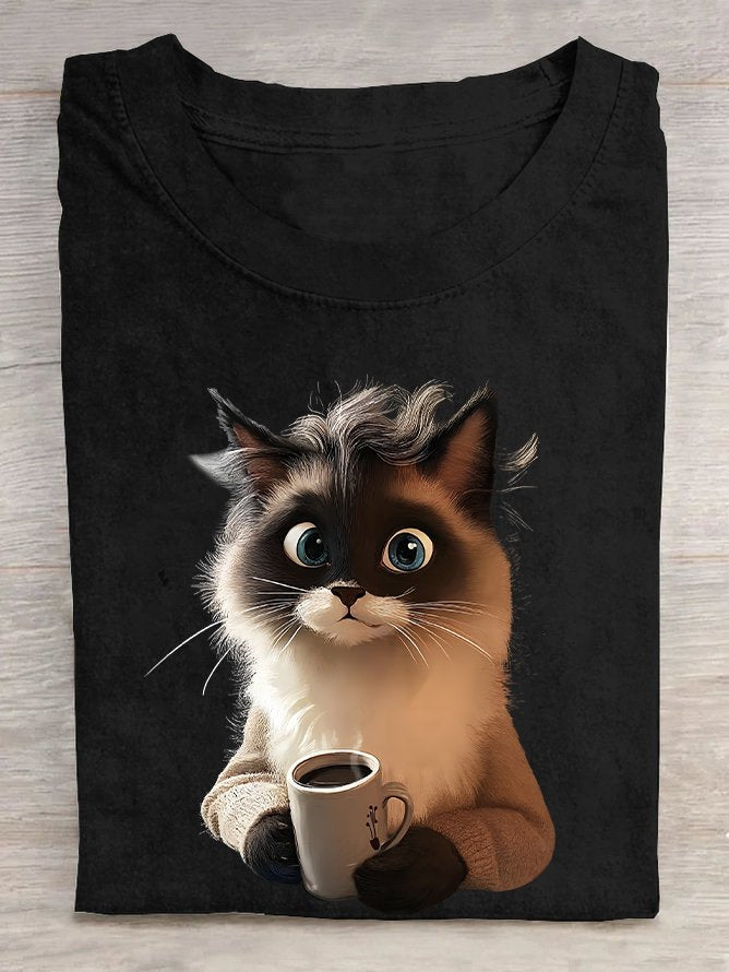Casual Short Sleeve Crew Neck Animal Loose Regular T-Shirt