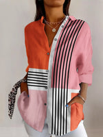 Casual Long Sleeve Shirt Collar Geometric Regular Shirt