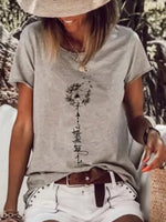Casual Short Sleeve Crew Neck Dandelion Loose Regular T-Shirt