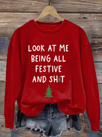 Loose Long Sleeve Crew Neck Christmas Casual Regular Sweatshirt