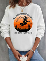 Loose Long Sleeve Crew Neck Text Letters Casual Regular Sweatshirt