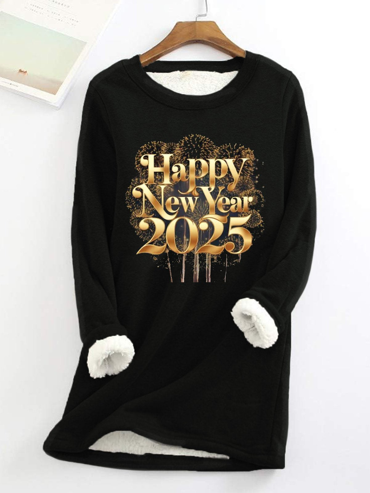 Casual Long Sleeve Crew Neck Christmas Loose Mid-Long Sweatshirt