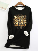 Casual Long Sleeve Crew Neck Christmas Loose Mid-Long Sweatshirt