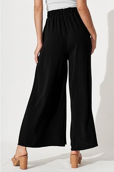 Casual Plain Knot Front Loose Ankle Pants