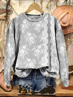 Casual Long Sleeve Crew Neck Floral Loose Regular Sweatshirt