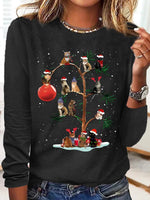 Casual Long Sleeve Crew Neck Text Letters Regular Blouse