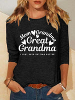 Long Sleeve Crew Neck Letter Pattern Casual Regular T-Shirt