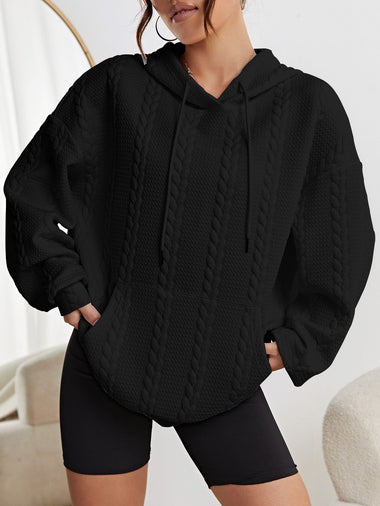 Simple Long Sleeve Hoodie Plain Loose Regular Hoodie