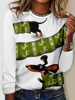 Loose Long Sleeve Crew Neck Ethnic Casual Regular T-Shirt