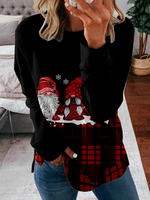 Loose Long Sleeve Crew Neck Christmas Zipper Casual Regular Sweatshirt