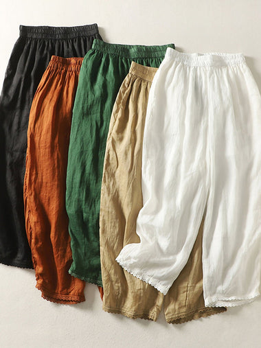Casual Plain Loose Ankle Pants