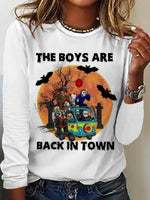 Casual Long Sleeve Crew Neck Letter Pattern Regular T-Shirt
