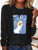 Loose Long Sleeve Crew Neck Animal Casual Regular T-Shirt