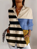 Long Sleeve Shirt Collar Geometric Casual Regular Shirt